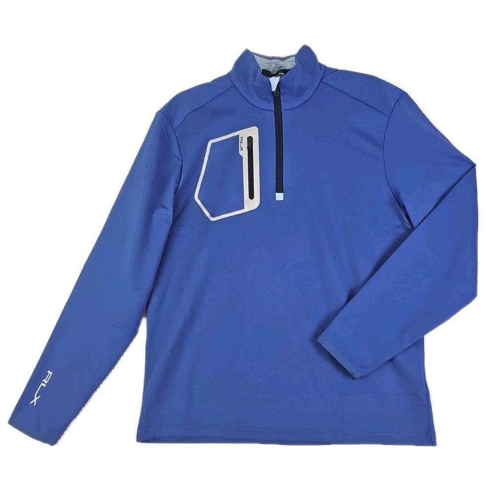 RLX Polo Ralph Lauren ~Men's Size M~ Blue Golf 1/4 Zip LS Shirt Wicking NWT $138